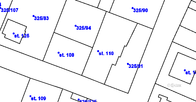 Parcela st. 110 v KÚ Chodouny, Katastrální mapa