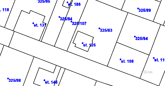 Parcela st. 125 v KÚ Chodouny, Katastrální mapa