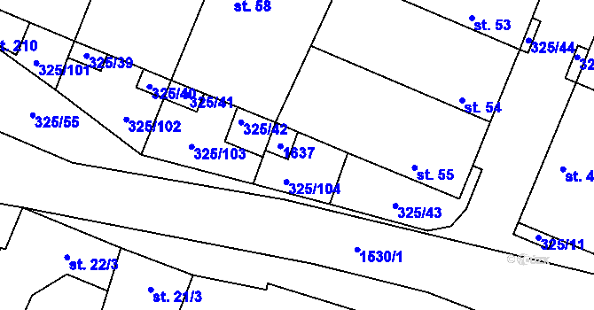 Parcela st. 129 v KÚ Chodouny, Katastrální mapa