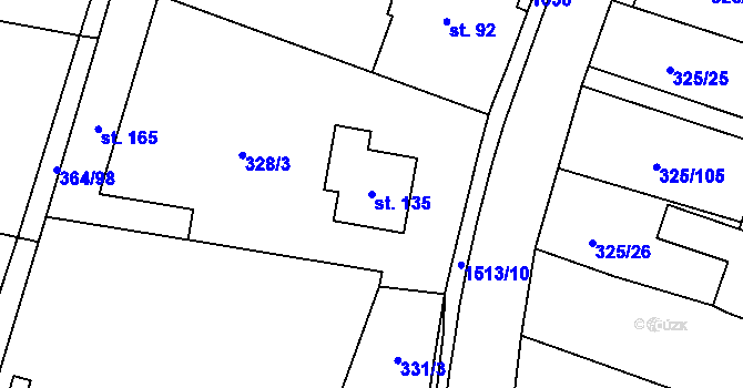 Parcela st. 135 v KÚ Chodouny, Katastrální mapa