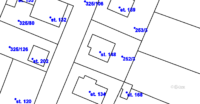 Parcela st. 148 v KÚ Chodouny, Katastrální mapa