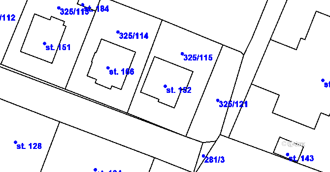Parcela st. 152 v KÚ Chodouny, Katastrální mapa