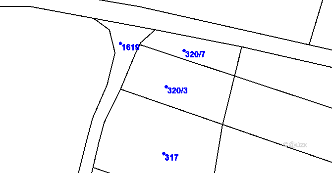 Parcela st. 320/3 v KÚ Chodouny, Katastrální mapa
