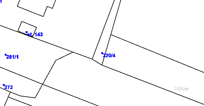 Parcela st. 320/4 v KÚ Chodouny, Katastrální mapa
