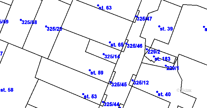 Parcela st. 325/14 v KÚ Chodouny, Katastrální mapa