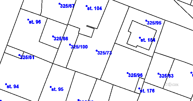 Parcela st. 325/73 v KÚ Chodouny, Katastrální mapa