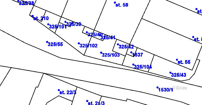 Parcela st. 325/103 v KÚ Chodouny, Katastrální mapa