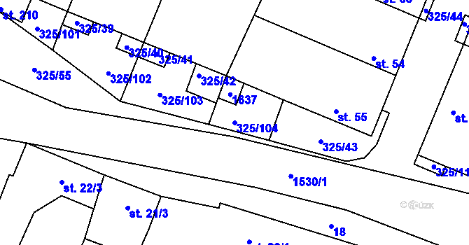 Parcela st. 325/104 v KÚ Chodouny, Katastrální mapa