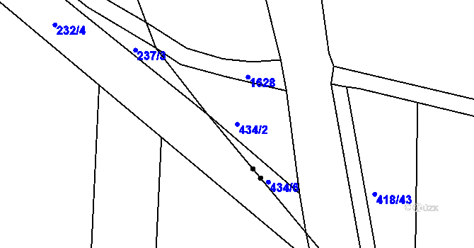 Parcela st. 434/2 v KÚ Chodouny, Katastrální mapa