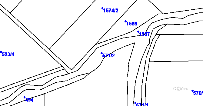 Parcela st. 571/2 v KÚ Chodouny, Katastrální mapa