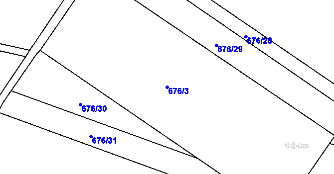 Parcela st. 676/3 v KÚ Chodouny, Katastrální mapa