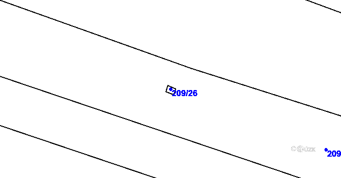 Parcela st. 209/26 v KÚ Chodouny, Katastrální mapa