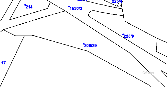 Parcela st. 209/29 v KÚ Chodouny, Katastrální mapa