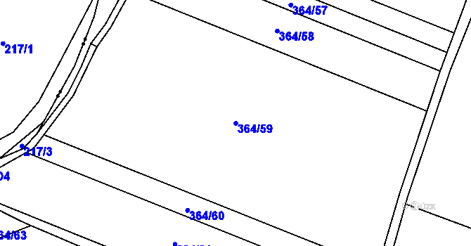 Parcela st. 364/59 v KÚ Chodouny, Katastrální mapa