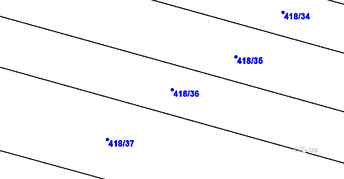 Parcela st. 418/36 v KÚ Chodouny, Katastrální mapa