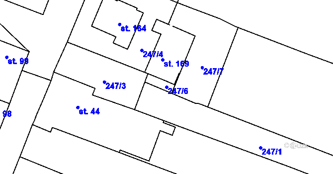 Parcela st. 247/6 v KÚ Chodouny, Katastrální mapa