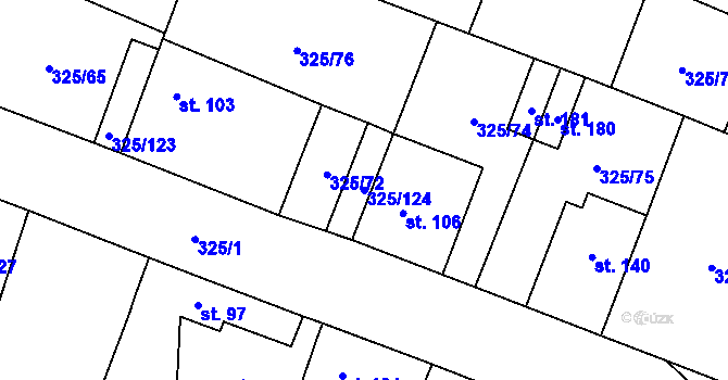 Parcela st. 325/124 v KÚ Chodouny, Katastrální mapa