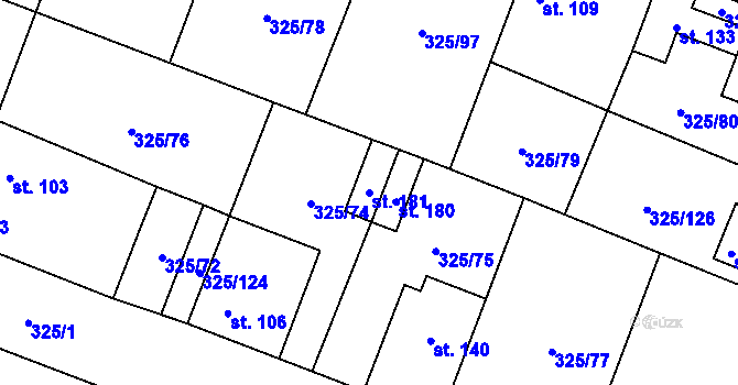Parcela st. 181 v KÚ Chodouny, Katastrální mapa