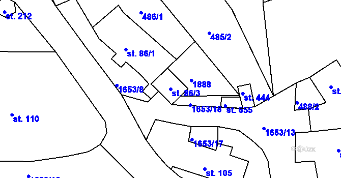 Parcela st. 86/3 v KÚ Chodov u Domažlic, Katastrální mapa