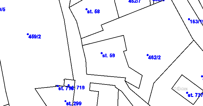 Parcela st. 59 v KÚ Chodov u Domažlic, Katastrální mapa