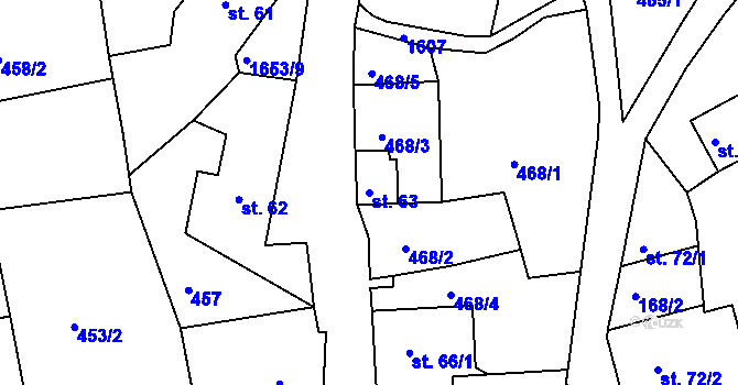 Parcela st. 63 v KÚ Chodov u Domažlic, Katastrální mapa