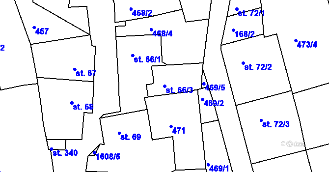 Parcela st. 66/3 v KÚ Chodov u Domažlic, Katastrální mapa