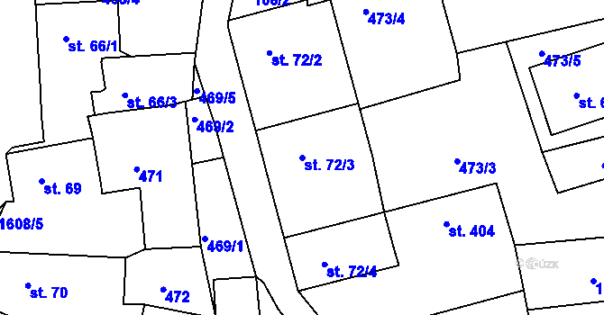 Parcela st. 72/3 v KÚ Chodov u Domažlic, Katastrální mapa