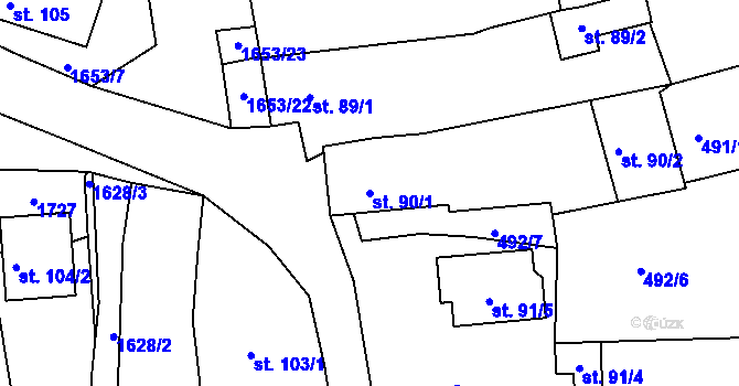 Parcela st. 90/1 v KÚ Chodov u Domažlic, Katastrální mapa