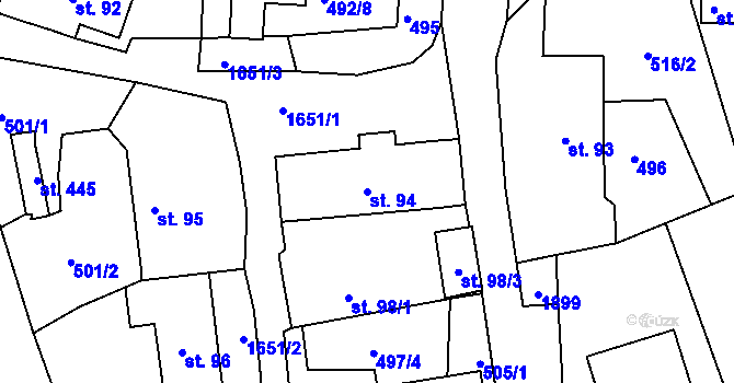 Parcela st. 94 v KÚ Chodov u Domažlic, Katastrální mapa