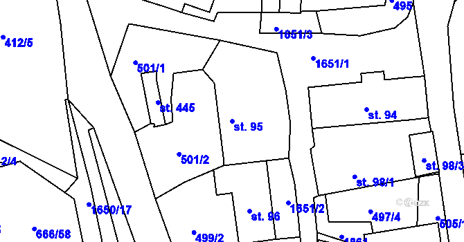 Parcela st. 95 v KÚ Chodov u Domažlic, Katastrální mapa