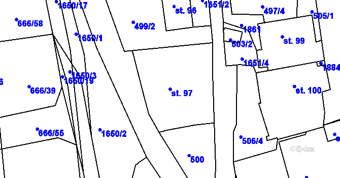 Parcela st. 97 v KÚ Chodov u Domažlic, Katastrální mapa