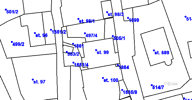 Parcela st. 99 v KÚ Chodov u Domažlic, Katastrální mapa