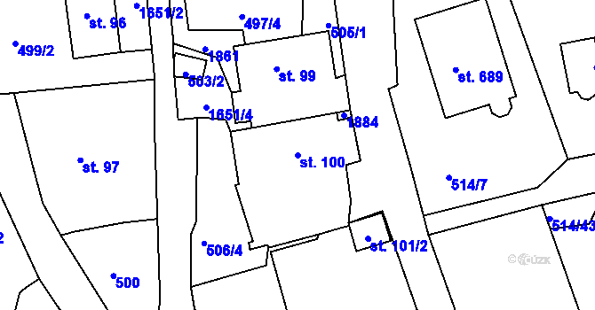 Parcela st. 100 v KÚ Chodov u Domažlic, Katastrální mapa