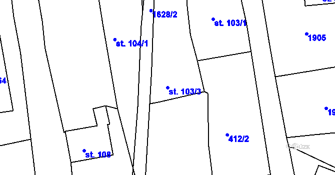 Parcela st. 103/3 v KÚ Chodov u Domažlic, Katastrální mapa