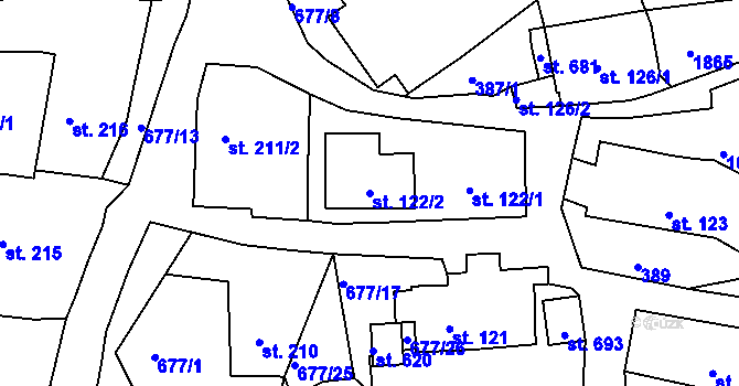 Parcela st. 122/2 v KÚ Chodov u Domažlic, Katastrální mapa