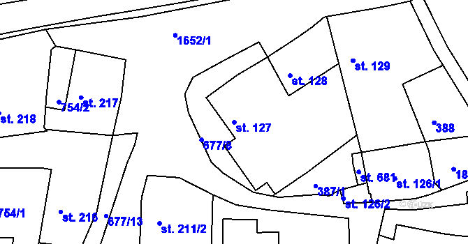 Parcela st. 127 v KÚ Chodov u Domažlic, Katastrální mapa