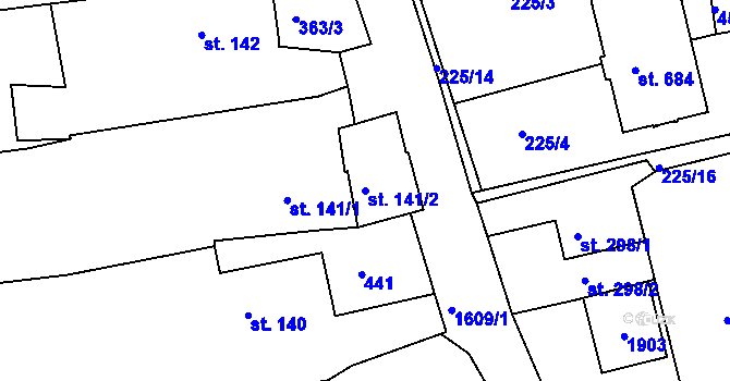Parcela st. 141/2 v KÚ Chodov u Domažlic, Katastrální mapa