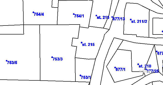 Parcela st. 215 v KÚ Chodov u Domažlic, Katastrální mapa