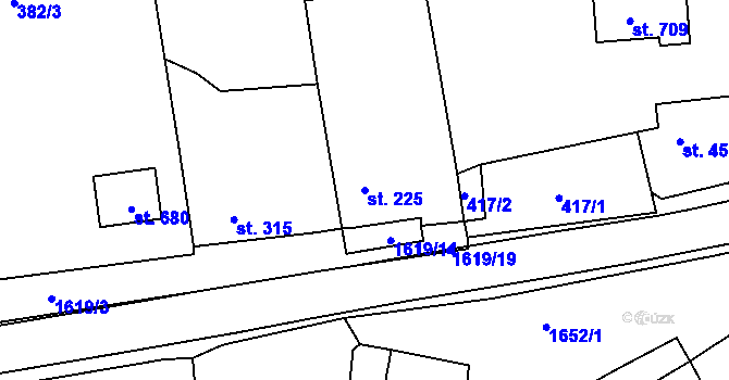 Parcela st. 225 v KÚ Chodov u Domažlic, Katastrální mapa