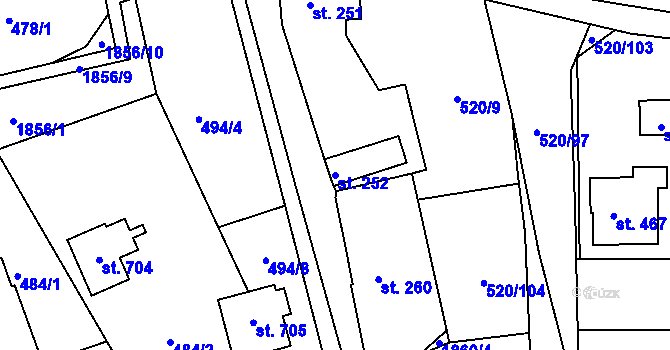 Parcela st. 252 v KÚ Chodov u Domažlic, Katastrální mapa