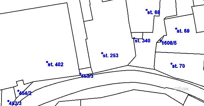 Parcela st. 253 v KÚ Chodov u Domažlic, Katastrální mapa