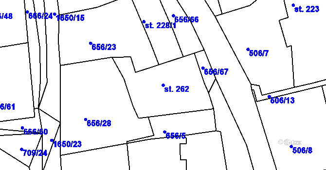 Parcela st. 262 v KÚ Chodov u Domažlic, Katastrální mapa