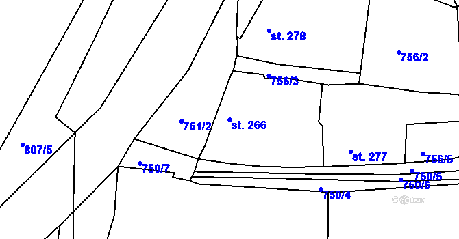 Parcela st. 266 v KÚ Chodov u Domažlic, Katastrální mapa
