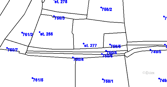 Parcela st. 277 v KÚ Chodov u Domažlic, Katastrální mapa