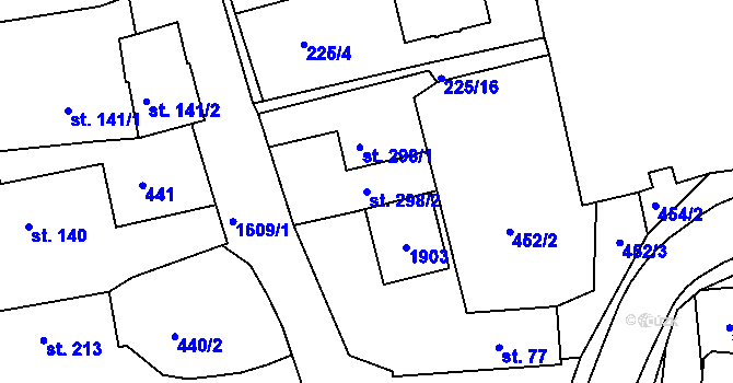Parcela st. 298/2 v KÚ Chodov u Domažlic, Katastrální mapa