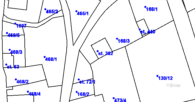 Parcela st. 382 v KÚ Chodov u Domažlic, Katastrální mapa