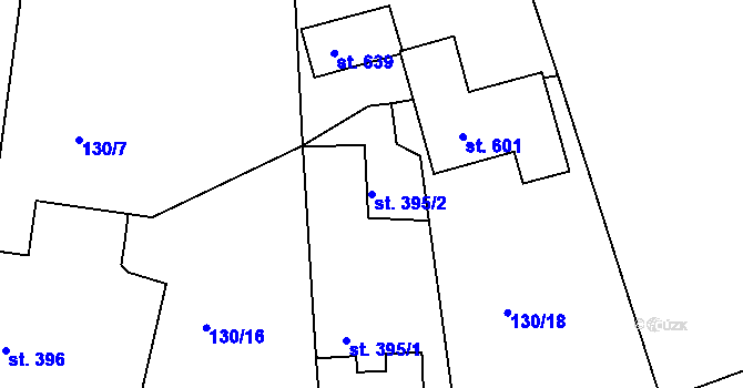 Parcela st. 395/2 v KÚ Chodov u Domažlic, Katastrální mapa