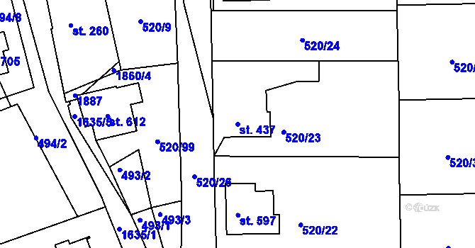 Parcela st. 437 v KÚ Chodov u Domažlic, Katastrální mapa