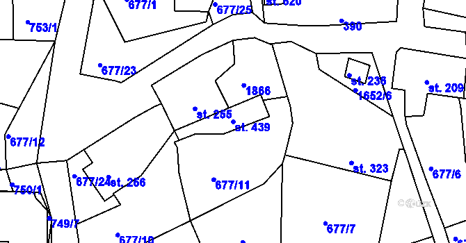 Parcela st. 439 v KÚ Chodov u Domažlic, Katastrální mapa