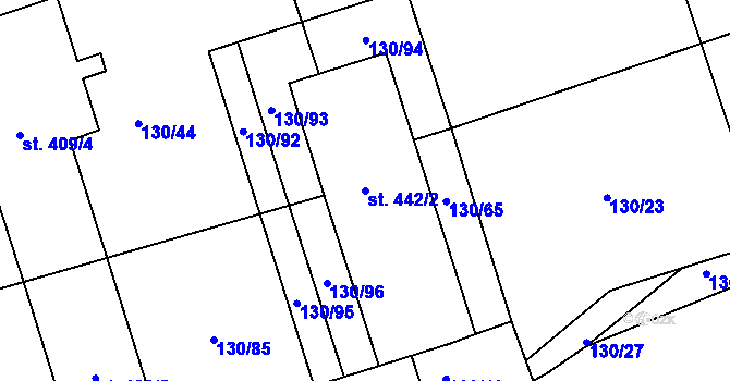 Parcela st. 442/2 v KÚ Chodov u Domažlic, Katastrální mapa